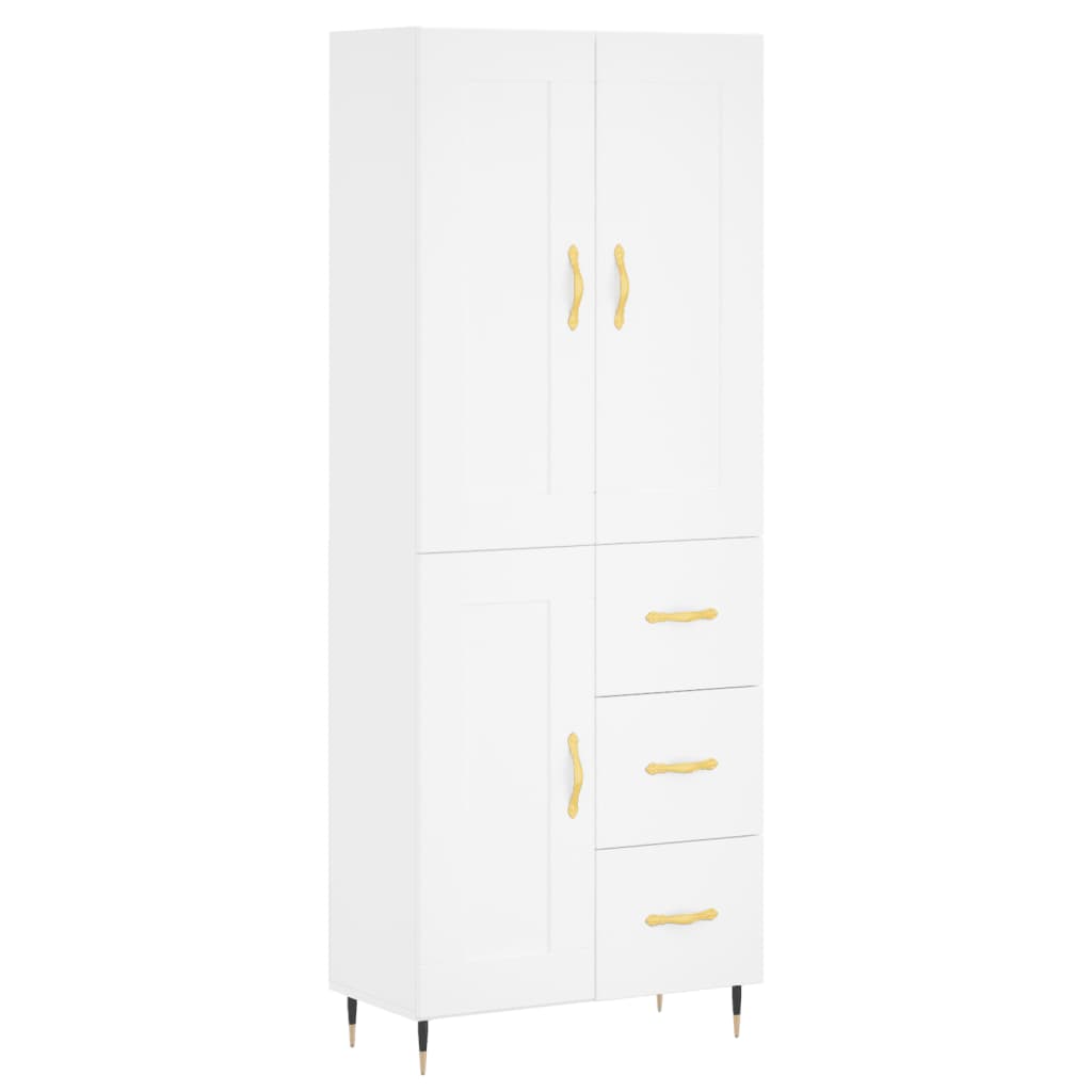 højskab 69,5x34x180 cm konstrueret træ hvid
