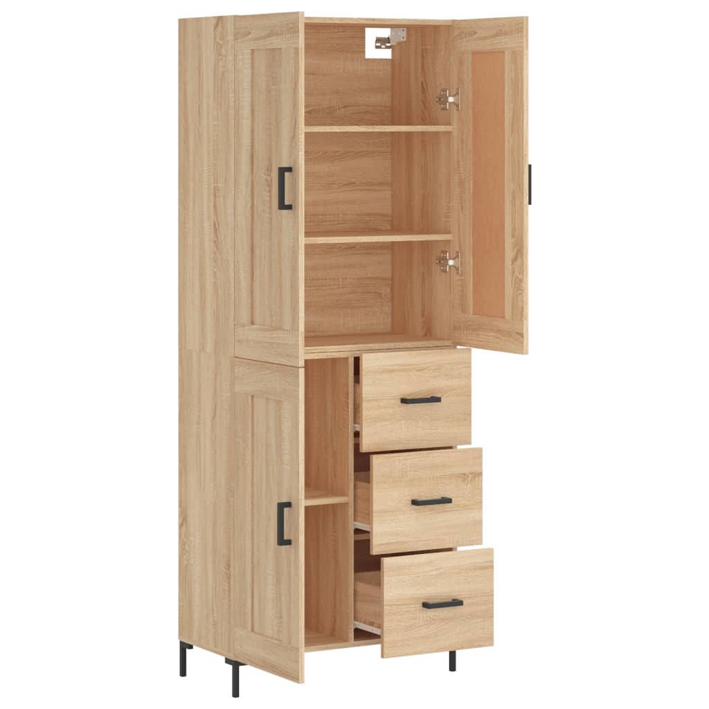 højskab 69,5x34x180 cm konstrueret træ sonoma-eg