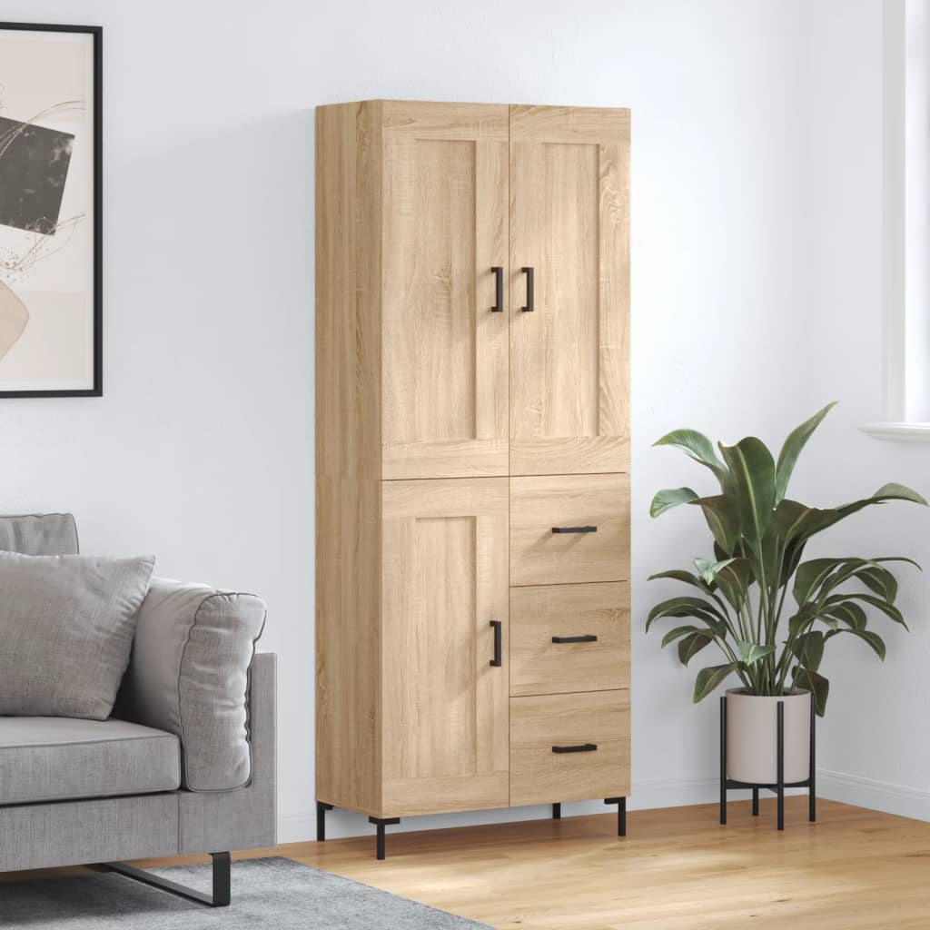 højskab 69,5x34x180 cm konstrueret træ sonoma-eg