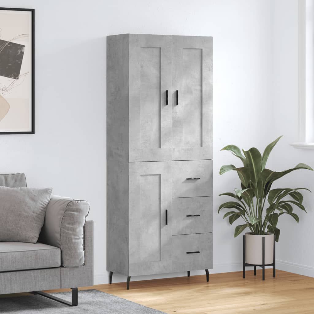 højskab 69,5x34x180 cm konstrueret træ betongrå