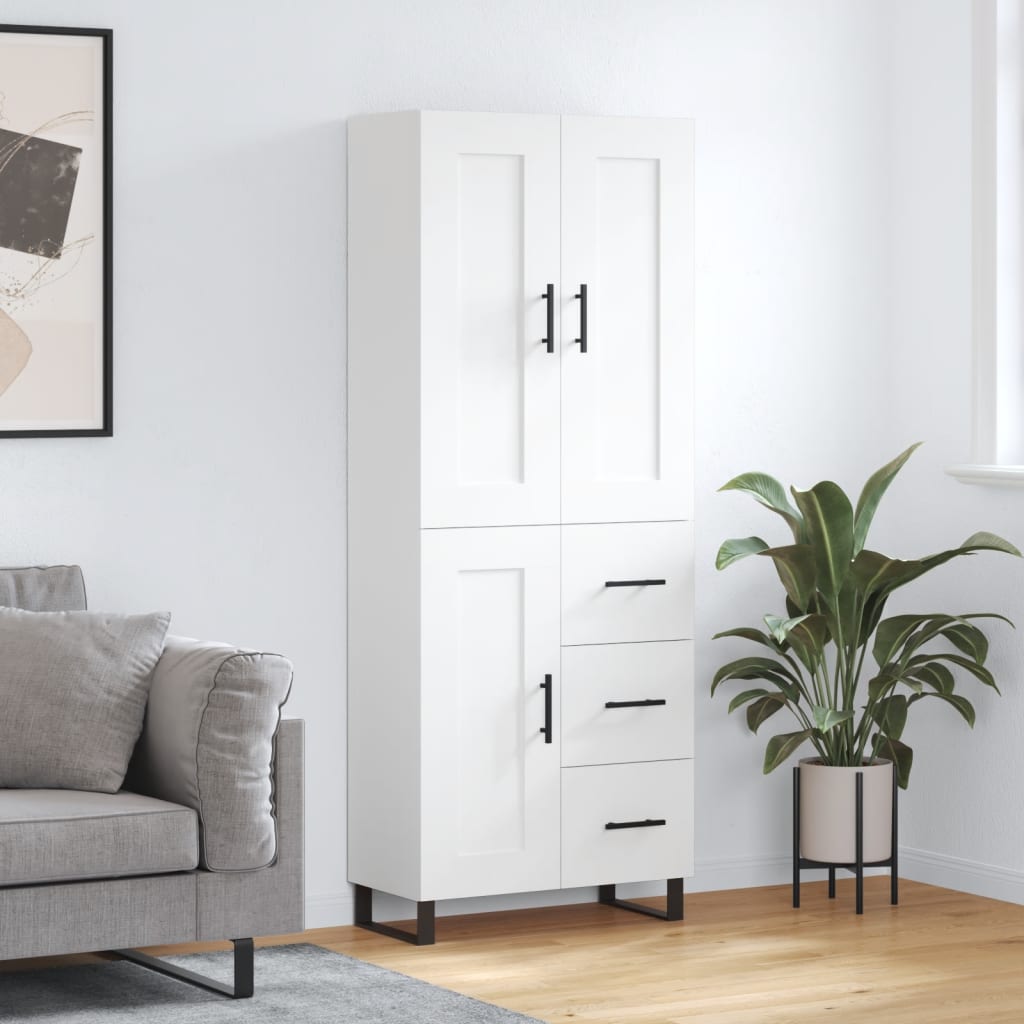 højskab 69,5x34x180 cm konstrueret træ hvid