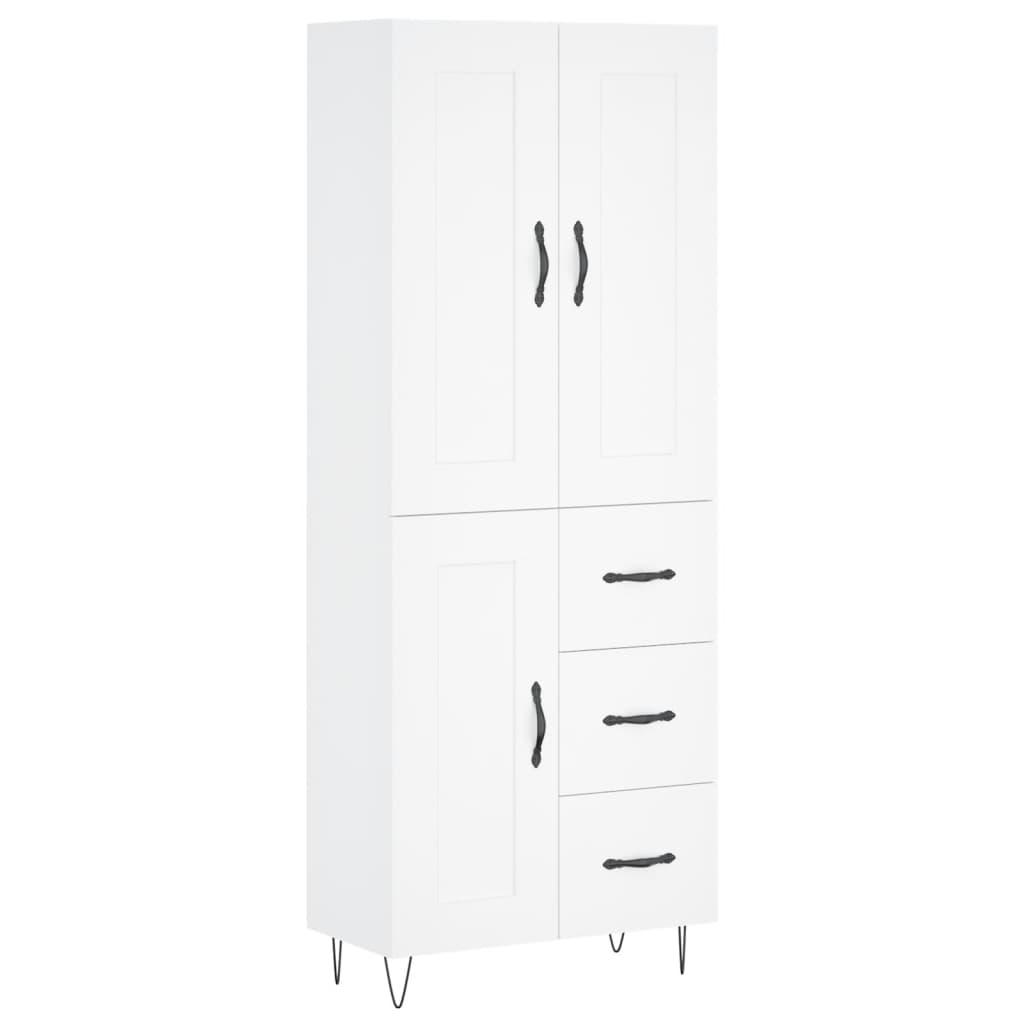 højskab 69,5x34x180 cm konstrueret træ hvid