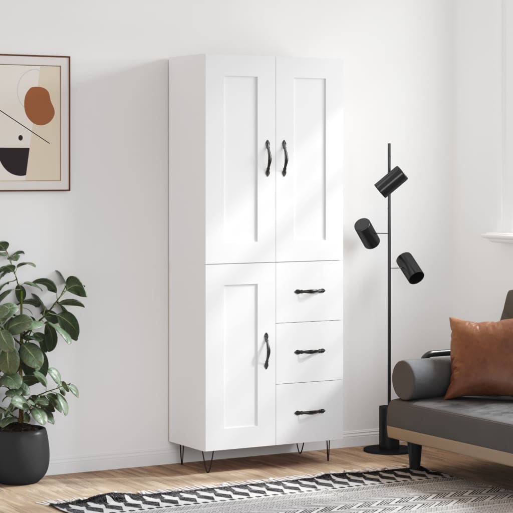 højskab 69,5x34x180 cm konstrueret træ hvid