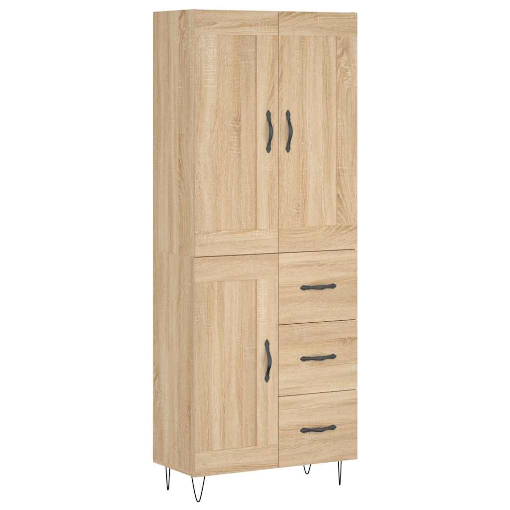 højskab 69,5x34x180 cm konstrueret træ sonoma-eg