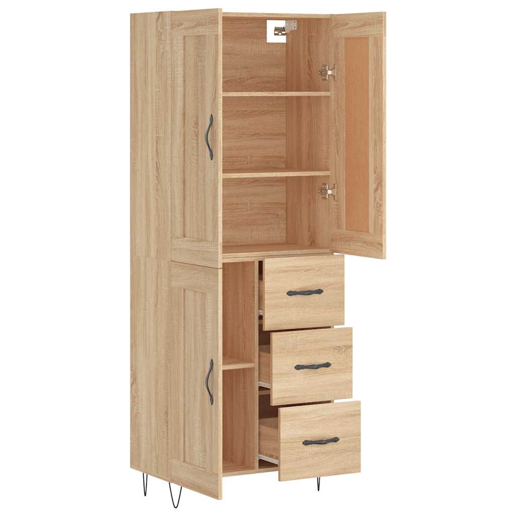 højskab 69,5x34x180 cm konstrueret træ sonoma-eg