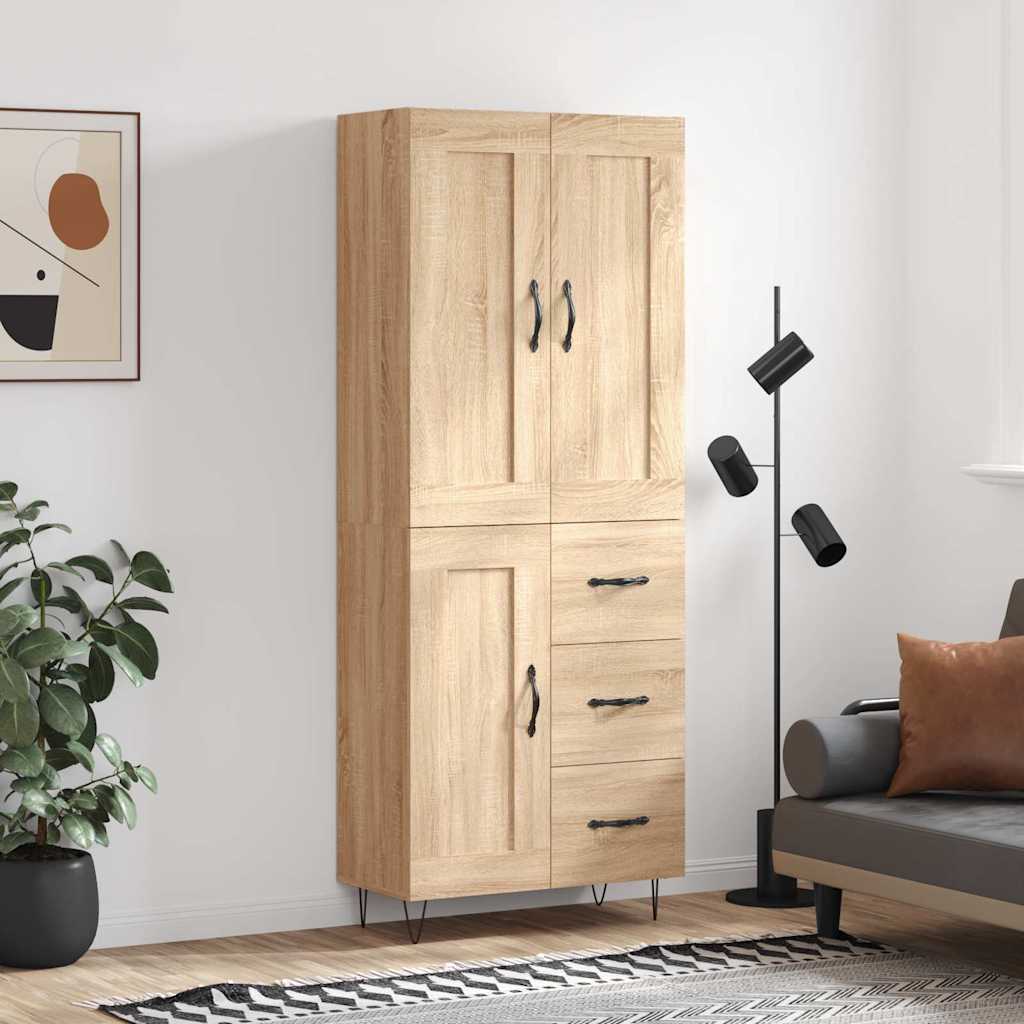 højskab 69,5x34x180 cm konstrueret træ sonoma-eg