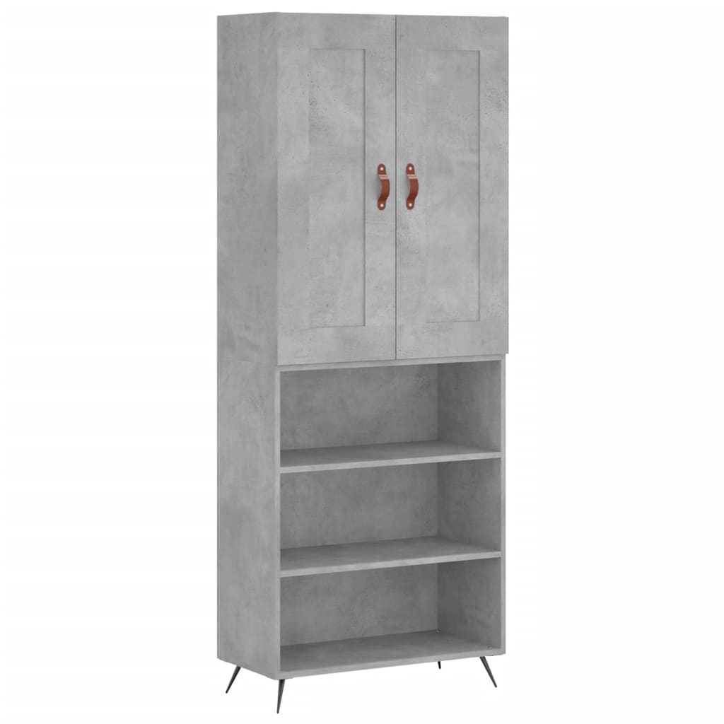 højskab 69,5x34x180 cm konstrueret træ betongrå