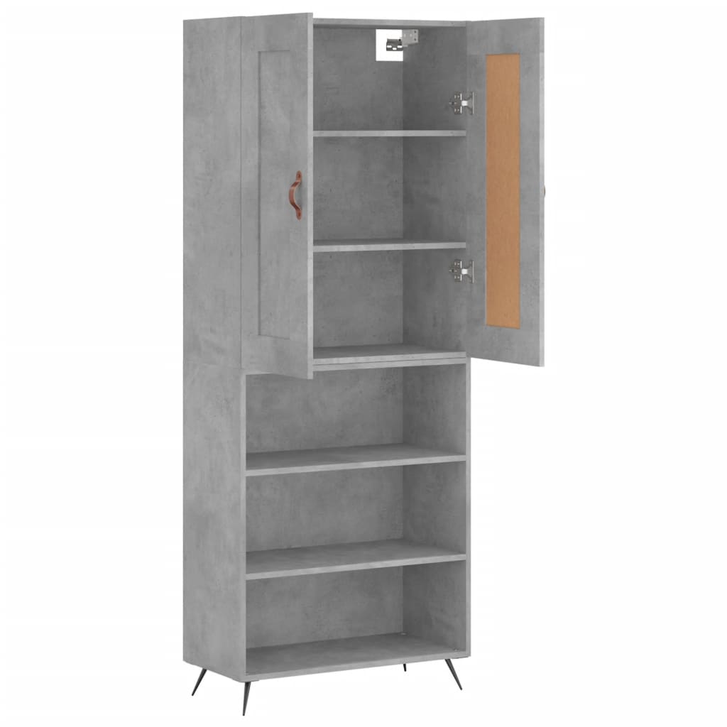 højskab 69,5x34x180 cm konstrueret træ betongrå
