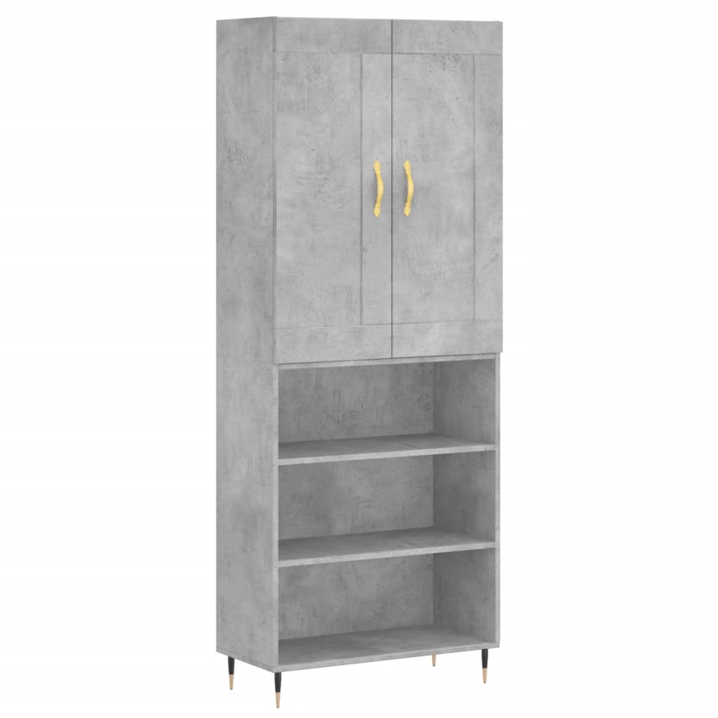 højskab 69,5x34x180 cm konstrueret træ betongrå