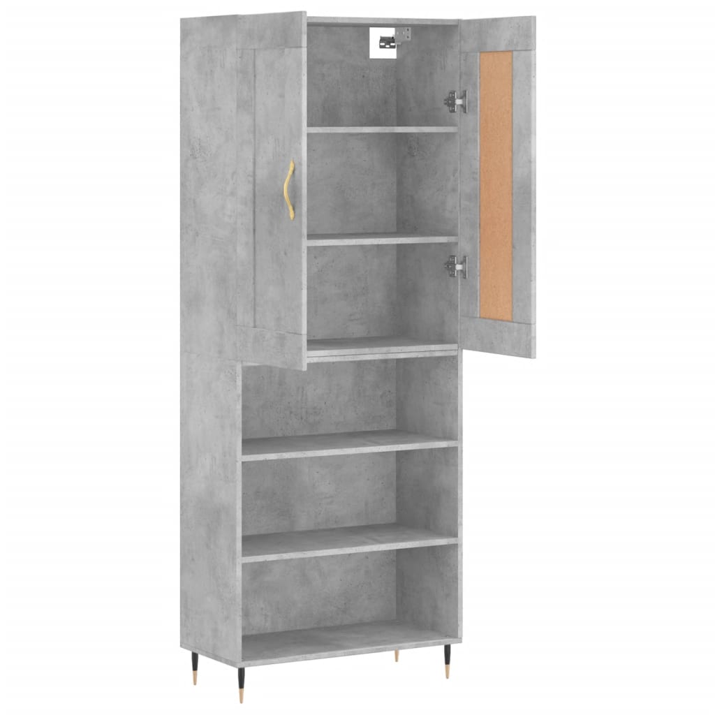 højskab 69,5x34x180 cm konstrueret træ betongrå