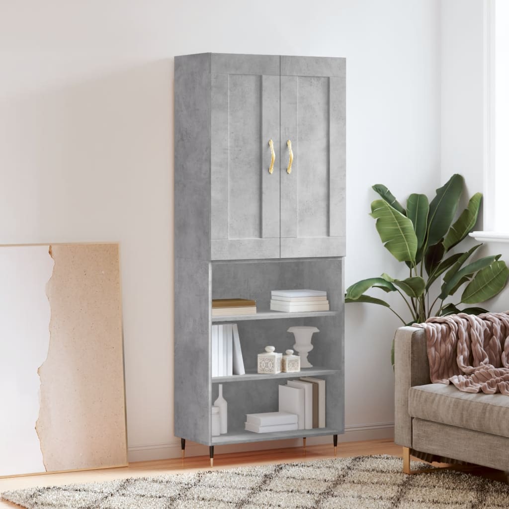 højskab 69,5x34x180 cm konstrueret træ betongrå