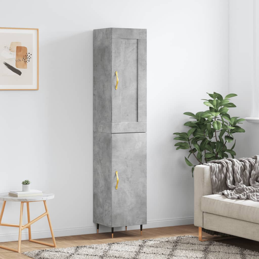 skab 34,5x34x180 cm konstrueret træ betongrå