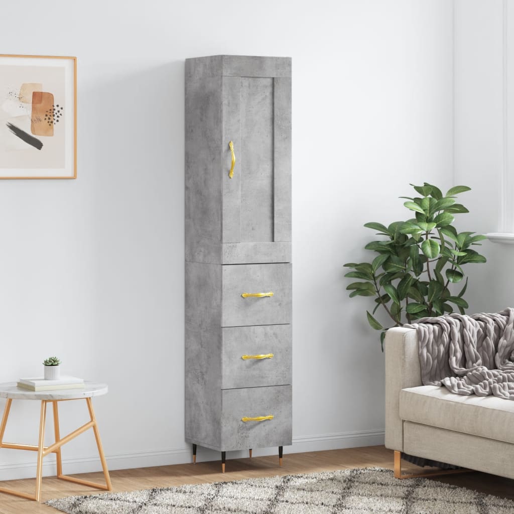 skab 34,5x34x180 cm konstrueret træ betongrå