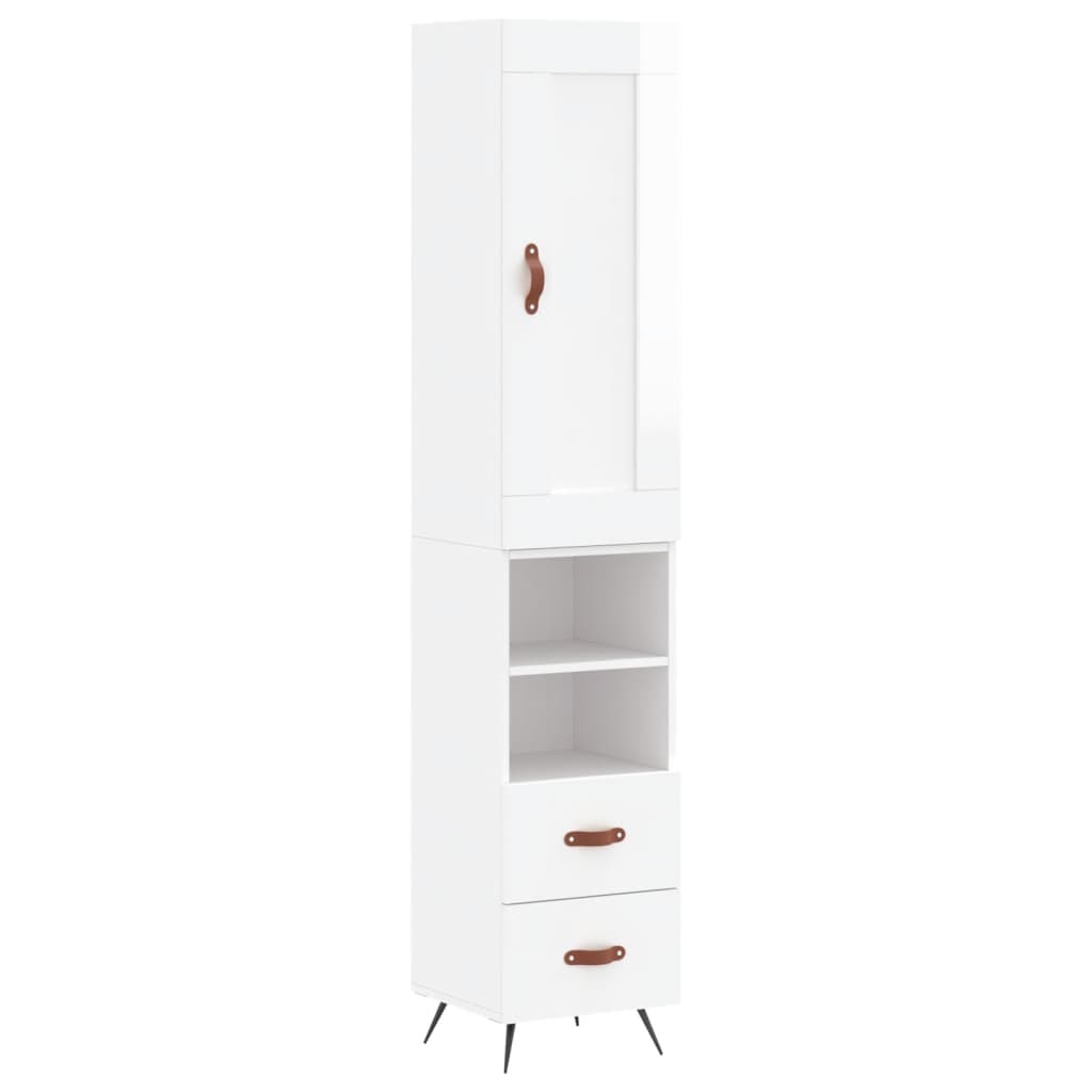 skab 34,5x34x180 cm konstrueret træ hvid højglans