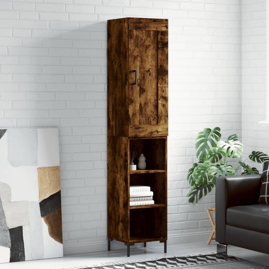 skab 34,5x34x180 cm konstrueret træ røget egetræ