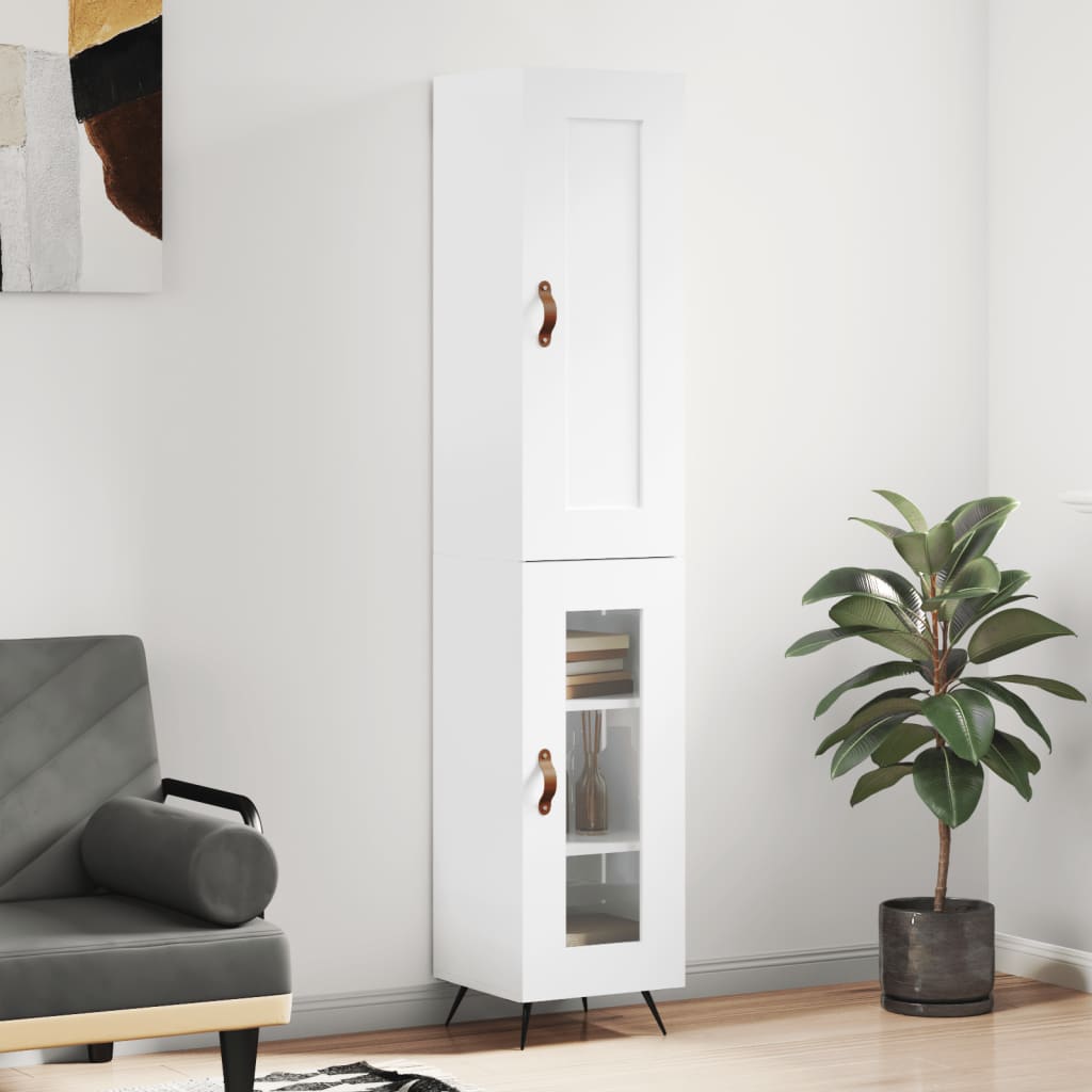 skab 34,5x34x180 cm konstrueret træ hvid højglans