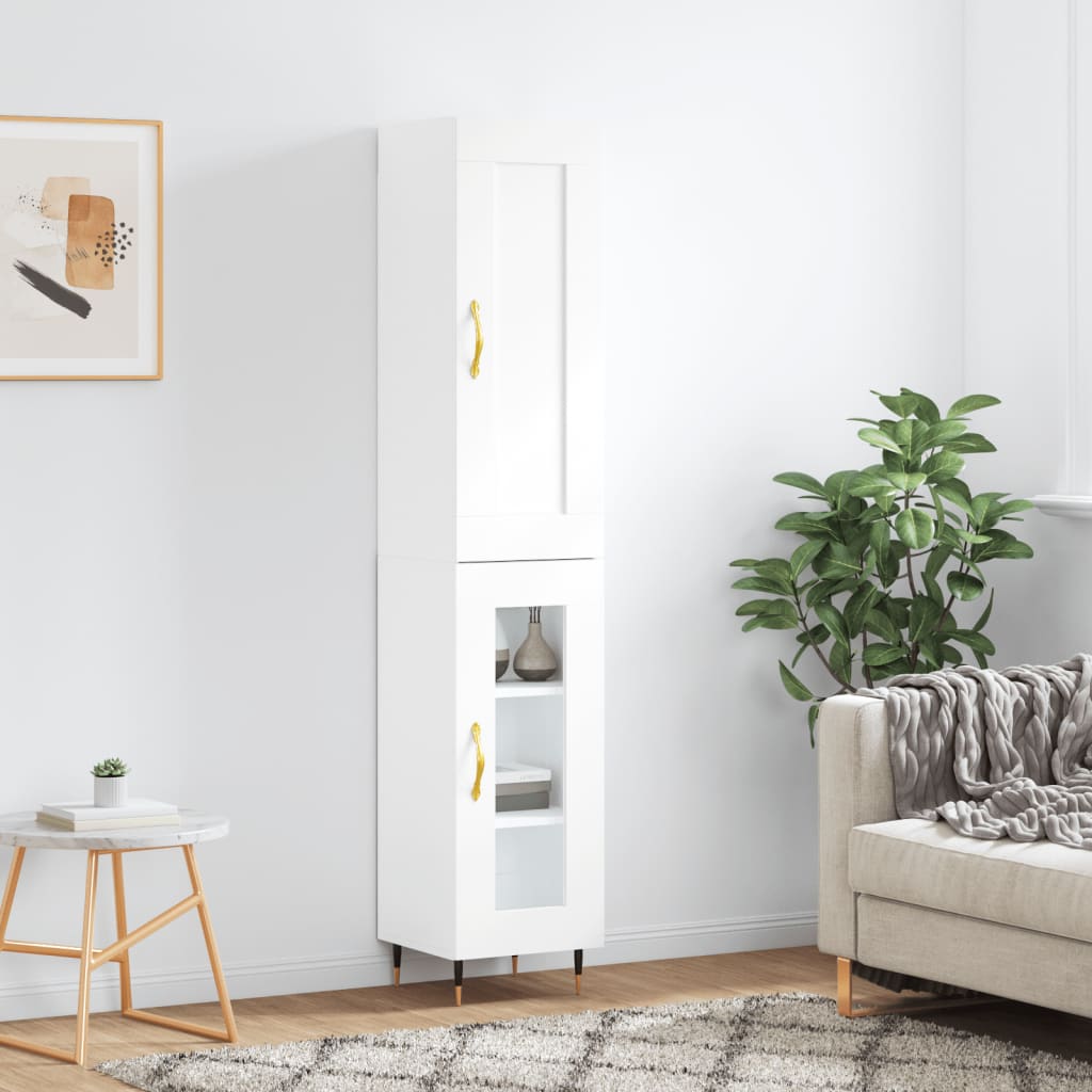 skab 34,5x34x180 cm konstrueret træ hvid