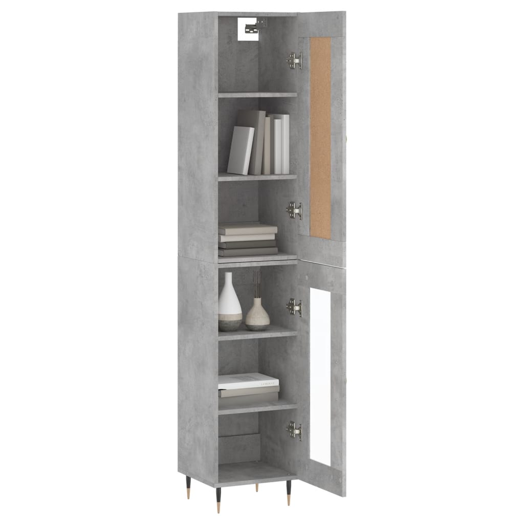 skab 34,5x34x180 cm konstrueret træ betongrå