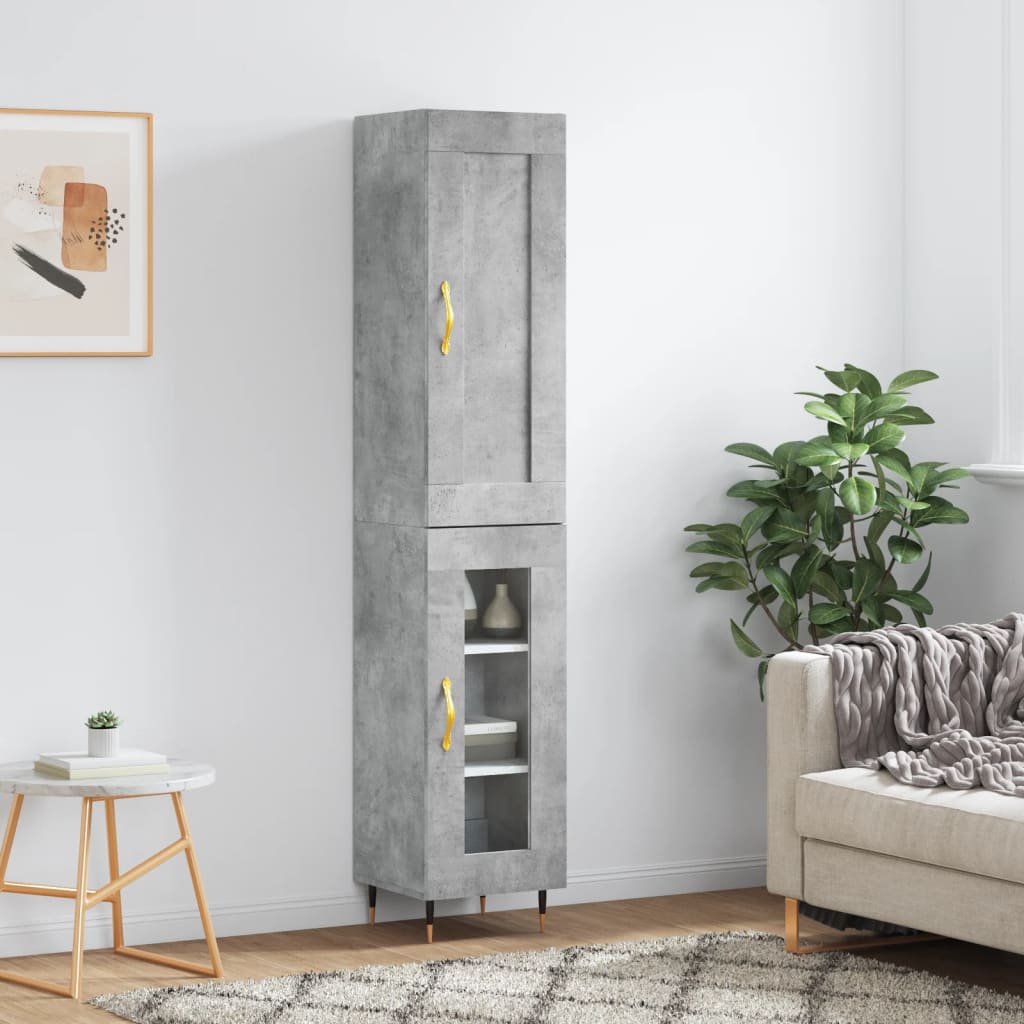 skab 34,5x34x180 cm konstrueret træ betongrå