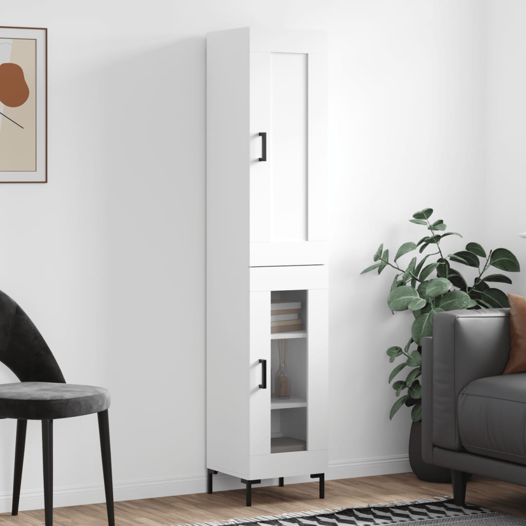skab 34,5x34x180 cm konstrueret træ hvid