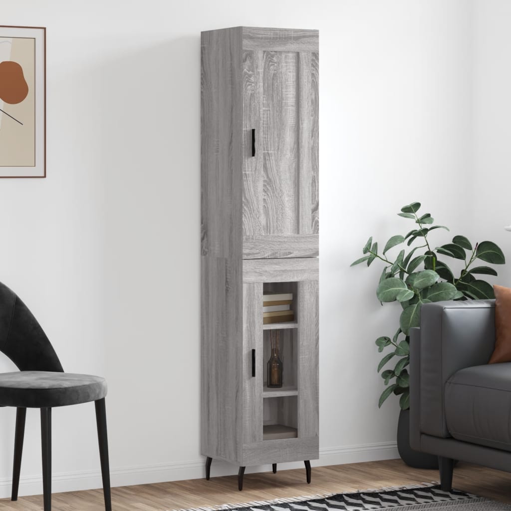 højskab 34,5x34x180 cm konstrueret træ grå sonoma-eg