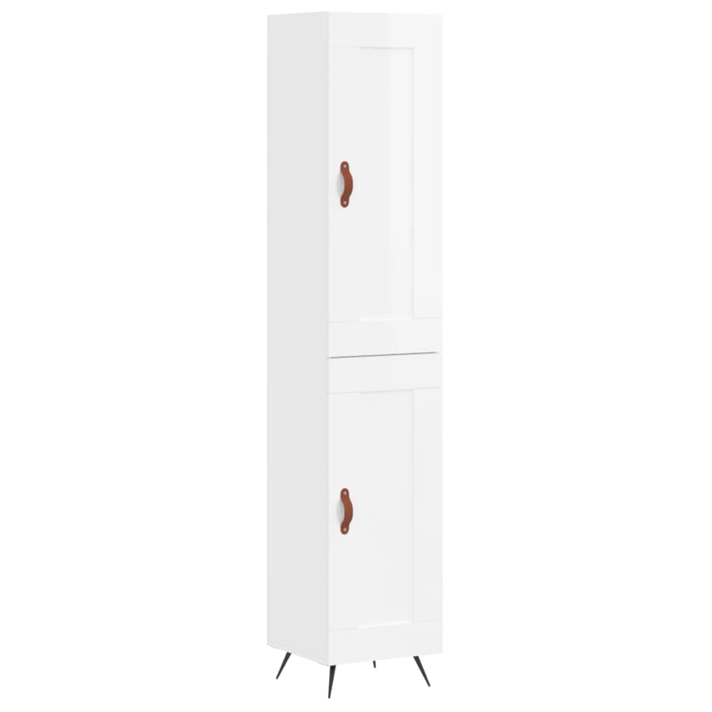 skab 34,5x34x180 cm konstrueret træ hvid højglans