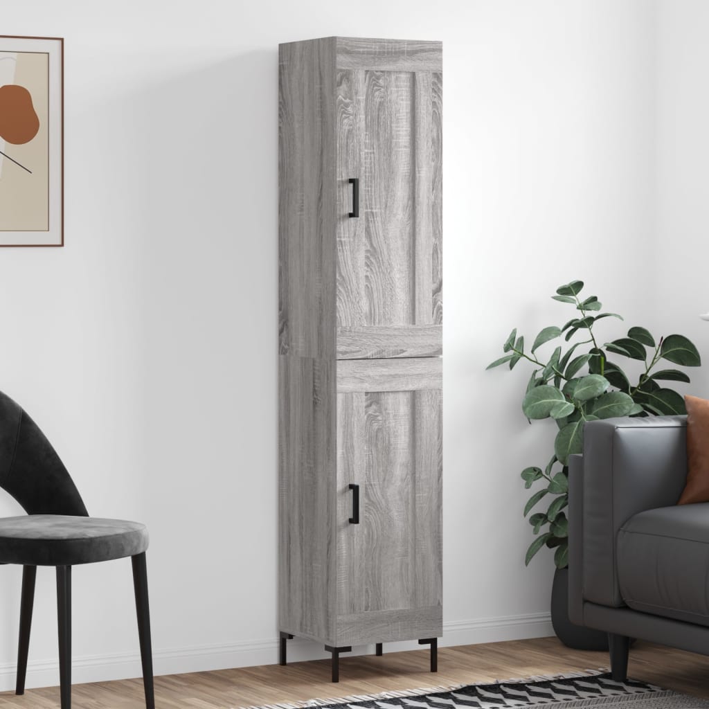 højskab 34,5x34x180 cm konstrueret træ grå sonoma-eg