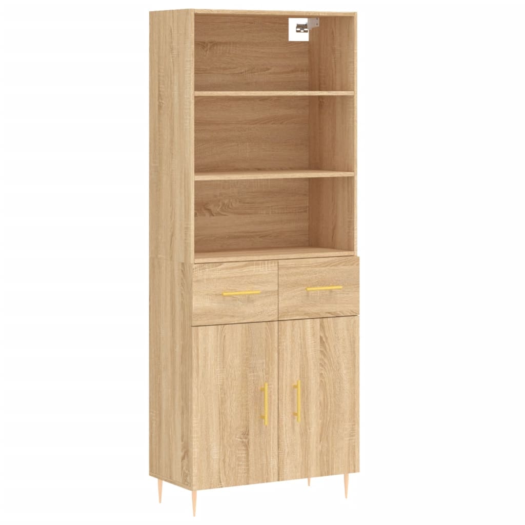 højskab 69,5x34x180 cm konstrueret træ sonoma-eg