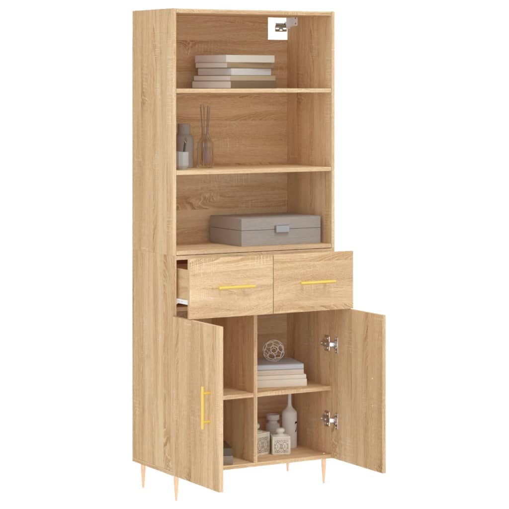højskab 69,5x34x180 cm konstrueret træ sonoma-eg
