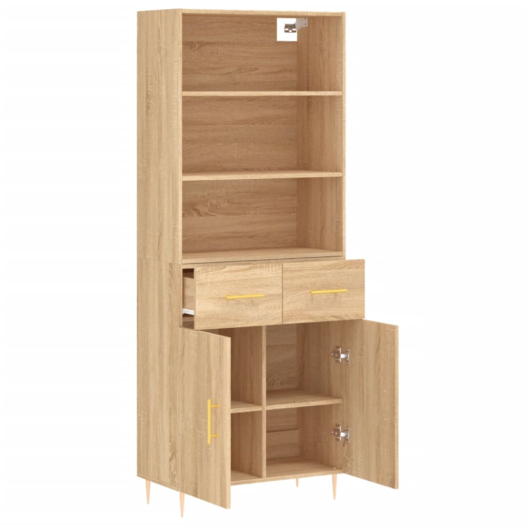 højskab 69,5x34x180 cm konstrueret træ sonoma-eg