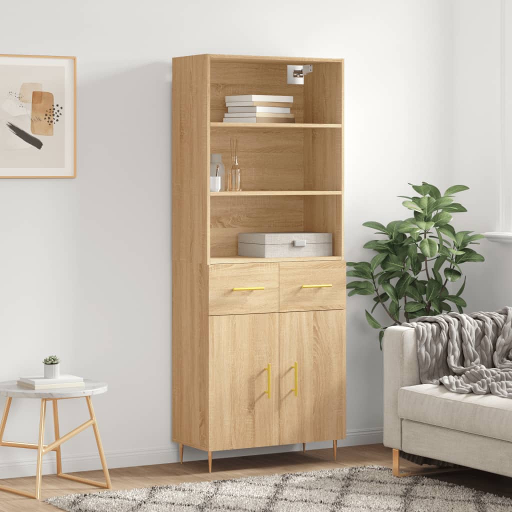 højskab 69,5x34x180 cm konstrueret træ sonoma-eg