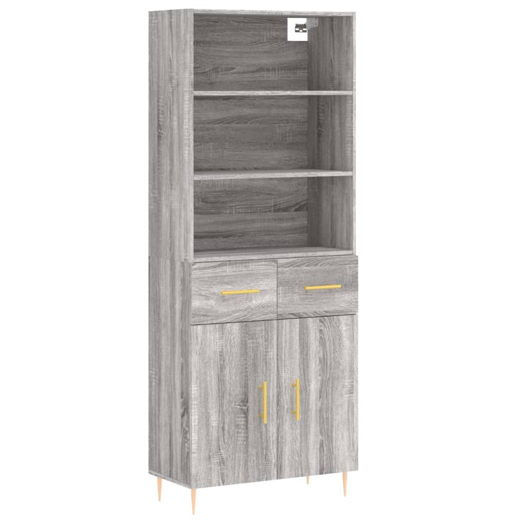 højskab 69,5x34x180 cm konstrueret træ grå sonoma-eg