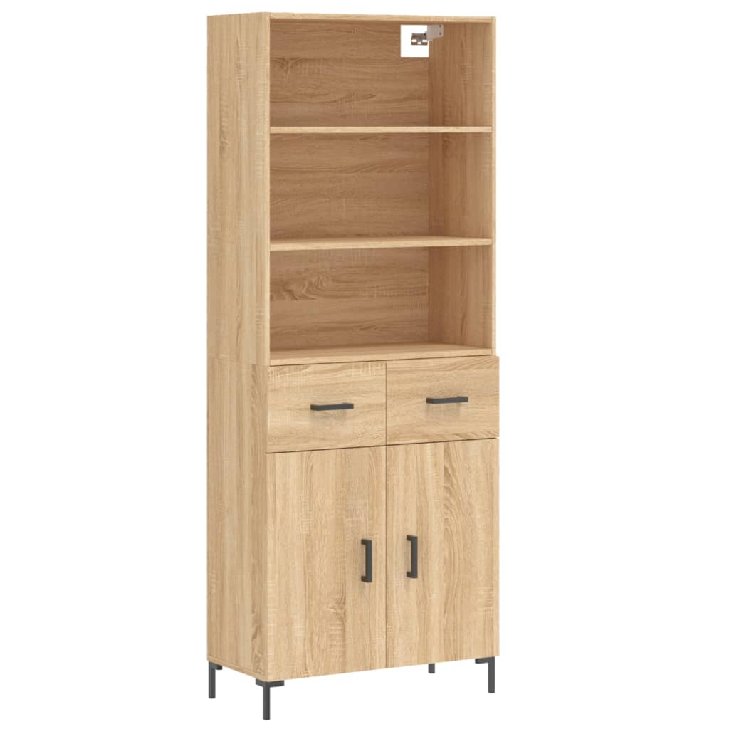 højskab 69,5x34x180 cm konstrueret træ sonoma-eg