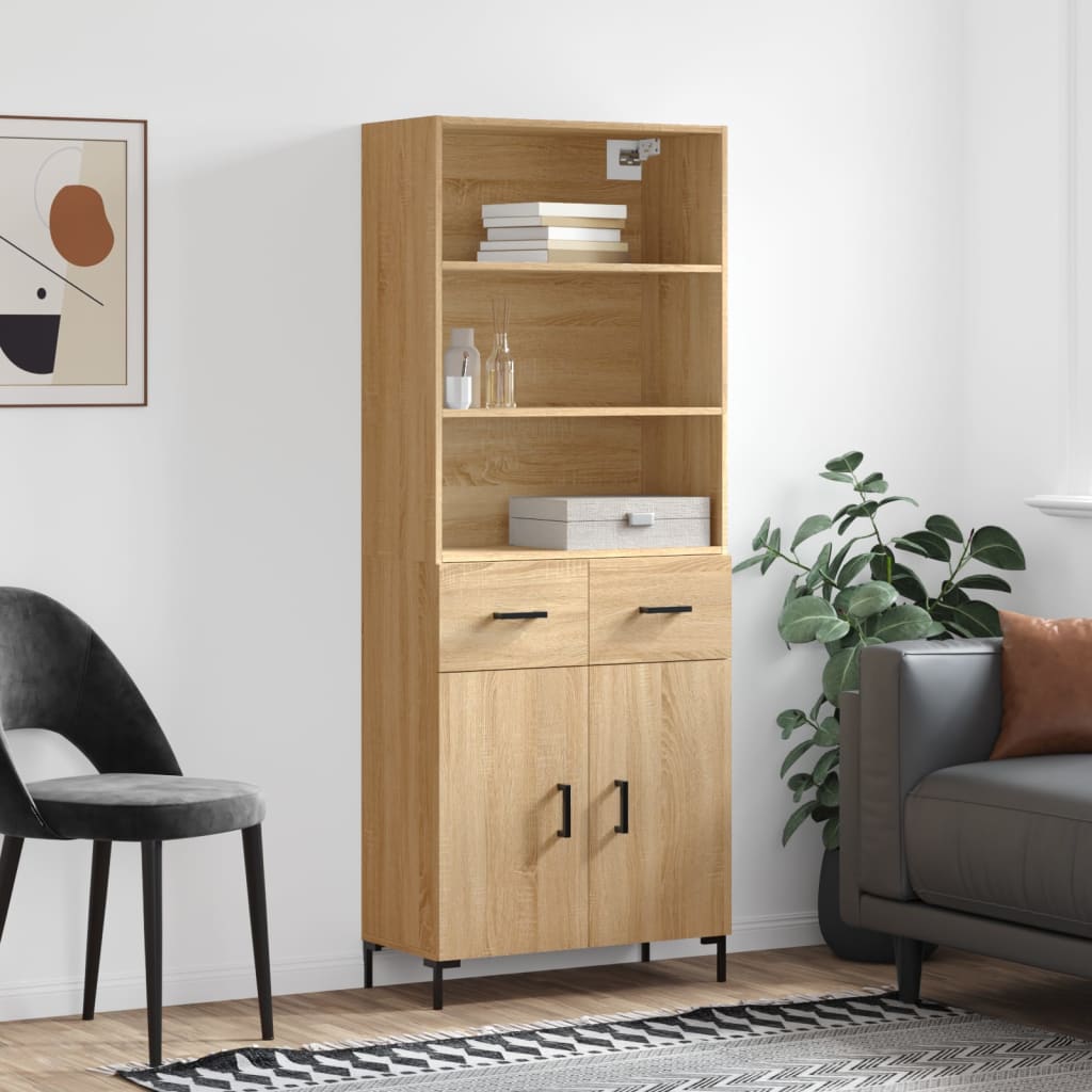 højskab 69,5x34x180 cm konstrueret træ sonoma-eg