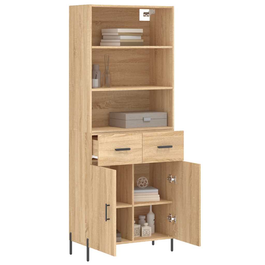højskab 69,5x34x180 cm konstrueret træ sonoma-eg