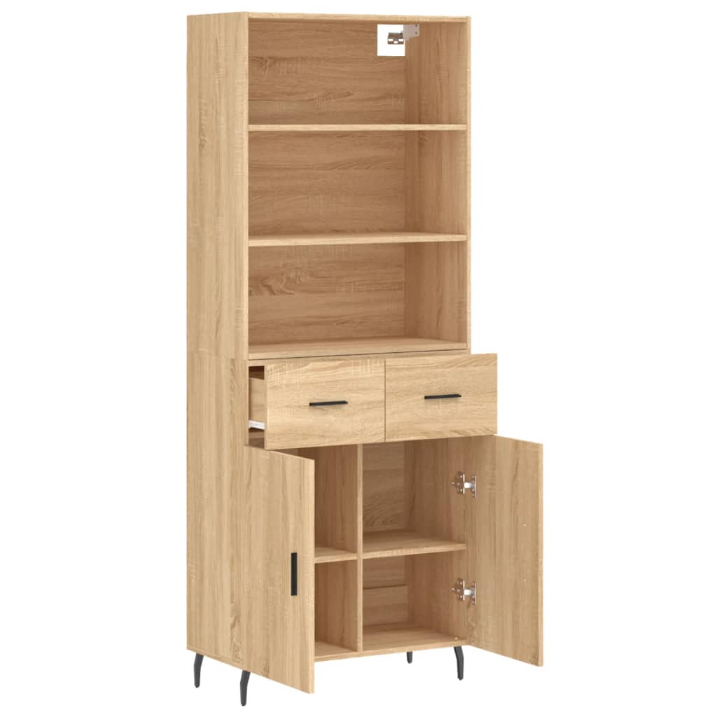 højskab 69,5x34x180 cm konstrueret træ sonoma-eg