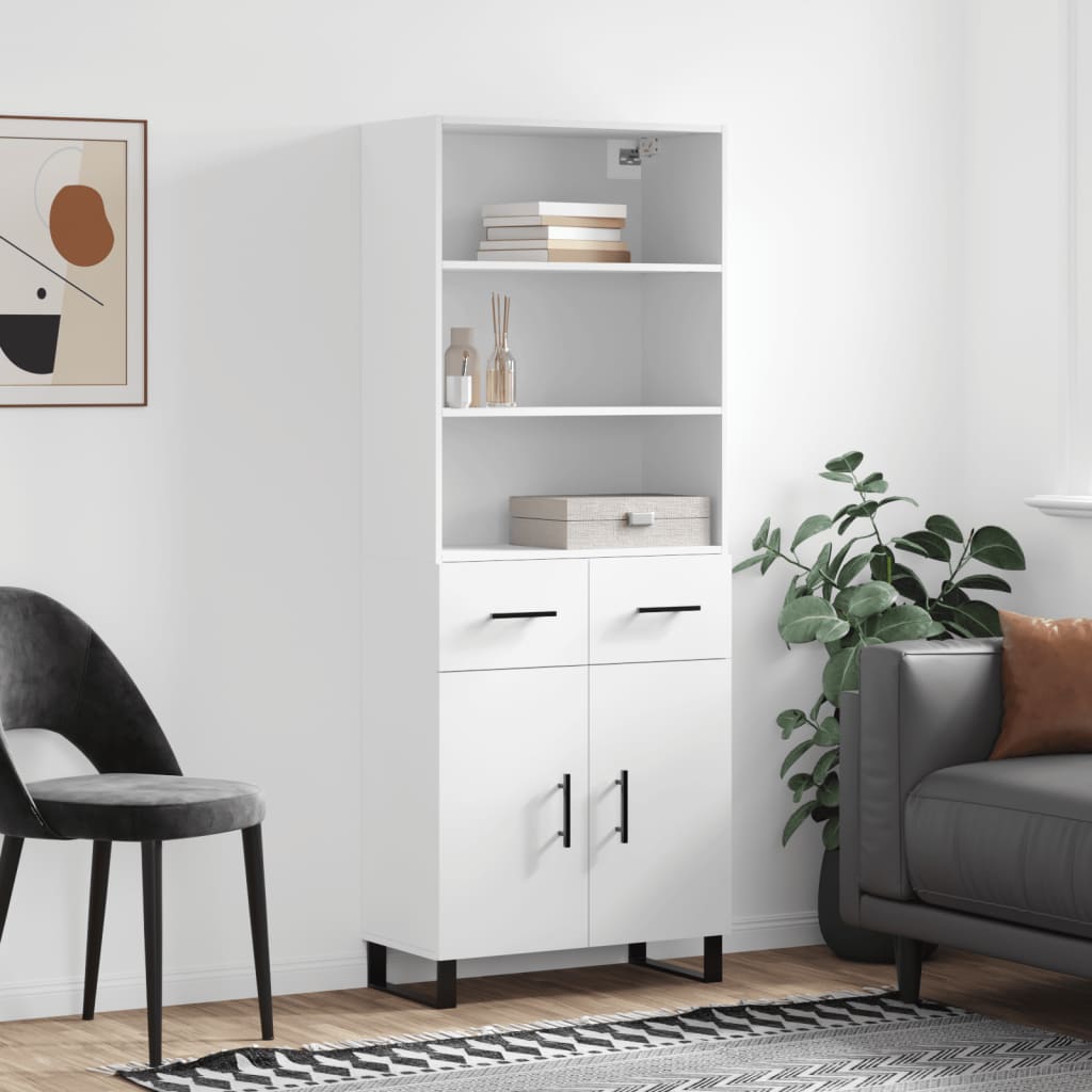 højskab 69,5x34x180 cm konstrueret træ hvid