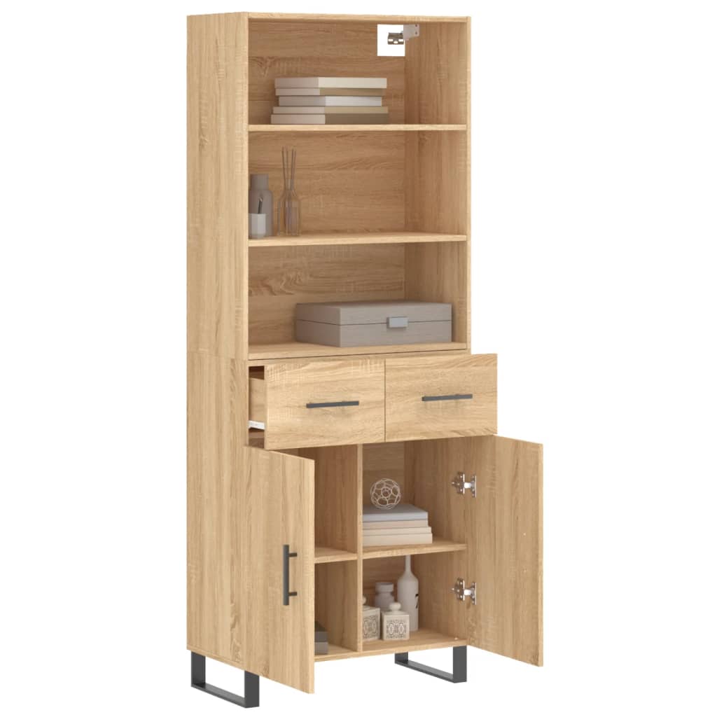 højskab 69,5x34x180 cm konstrueret træ sonoma-eg