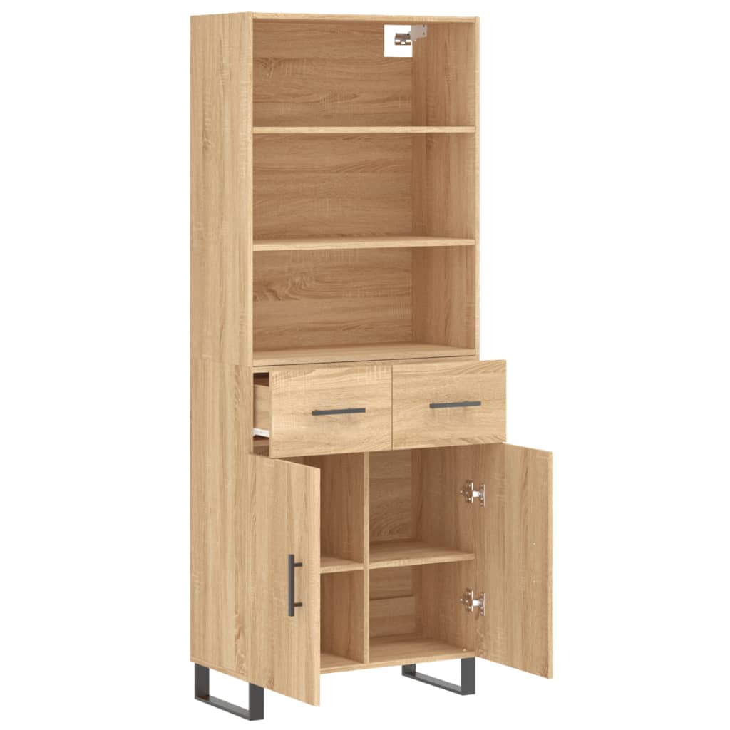 højskab 69,5x34x180 cm konstrueret træ sonoma-eg