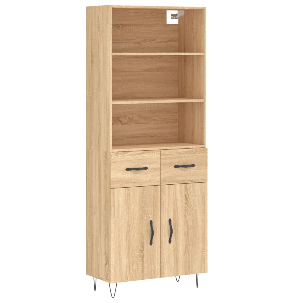 højskab 69,5x34x180 cm konstrueret træ sonoma-eg