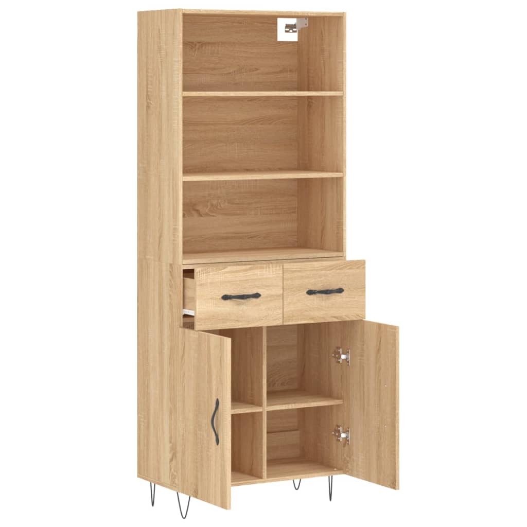 højskab 69,5x34x180 cm konstrueret træ sonoma-eg