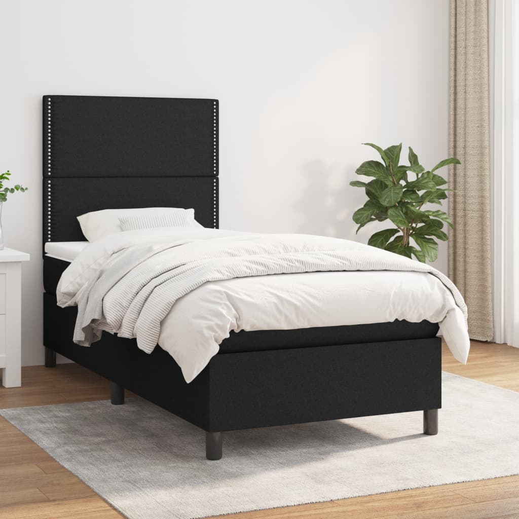 kontinentalseng med madras 80x200 cm stof sort