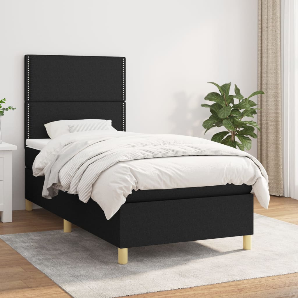 kontinentalseng med madras 100x200 cm stof sort