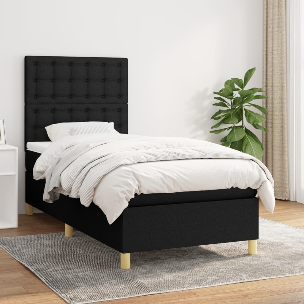 kontinentalseng med madras 100x200 cm stof sort