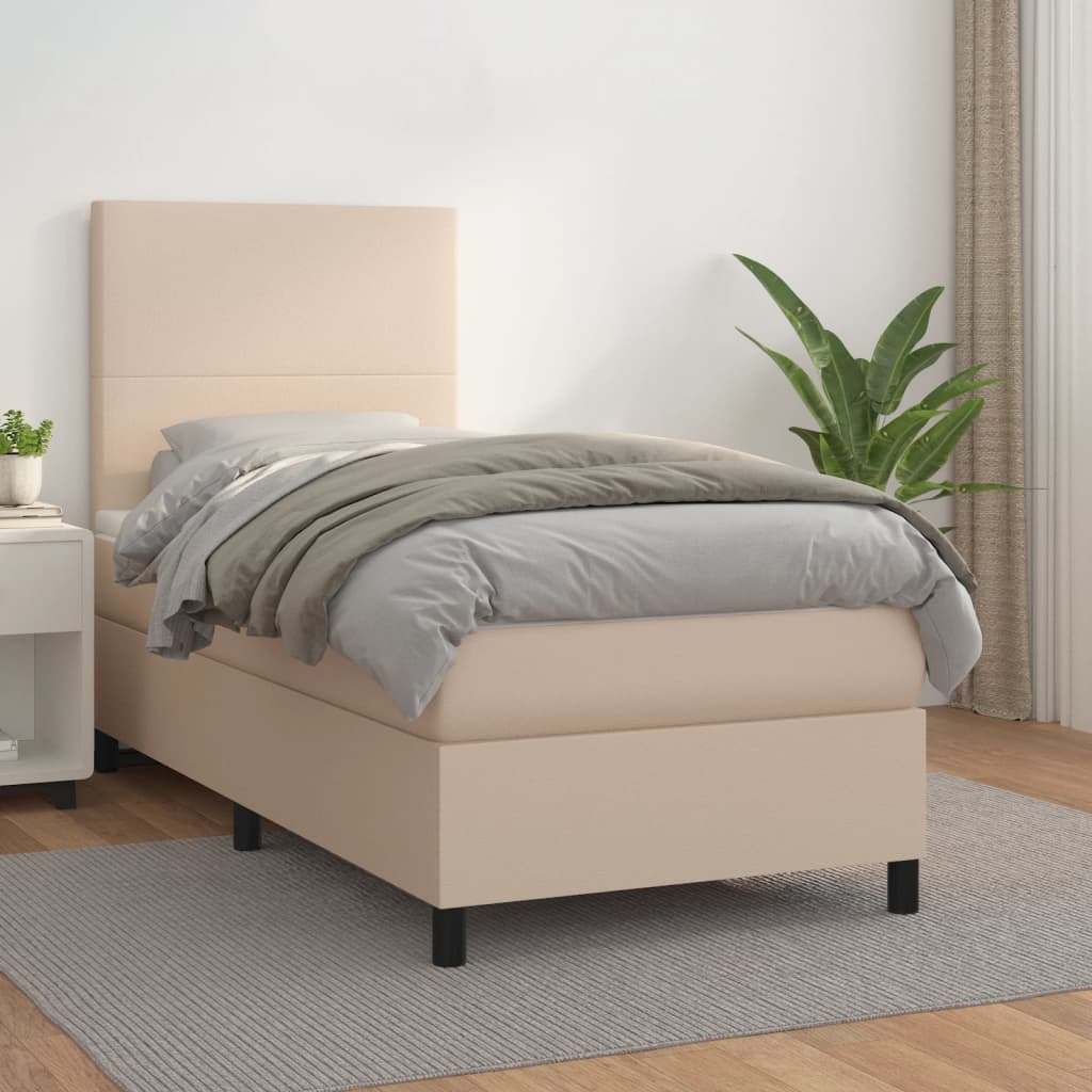kontinentalseng 80x200 cm kunstlæder cappuccinofarvet