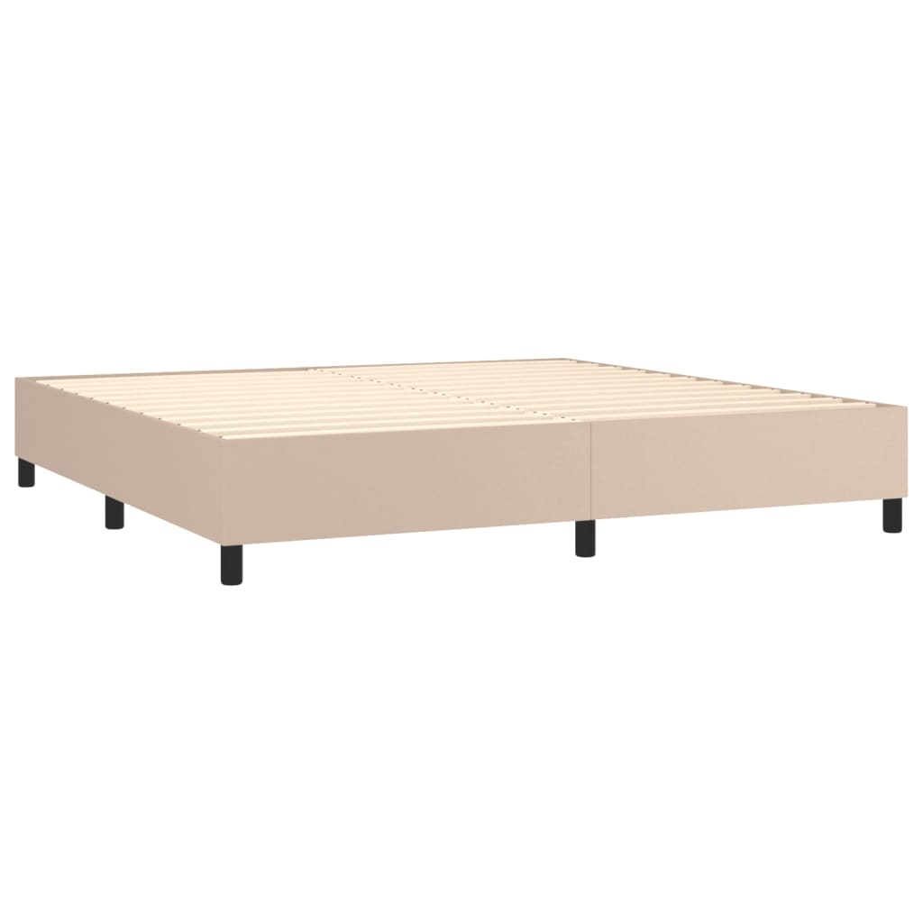 kontinentalseng 200x200 cm kunstlæder cappuccinofarvet