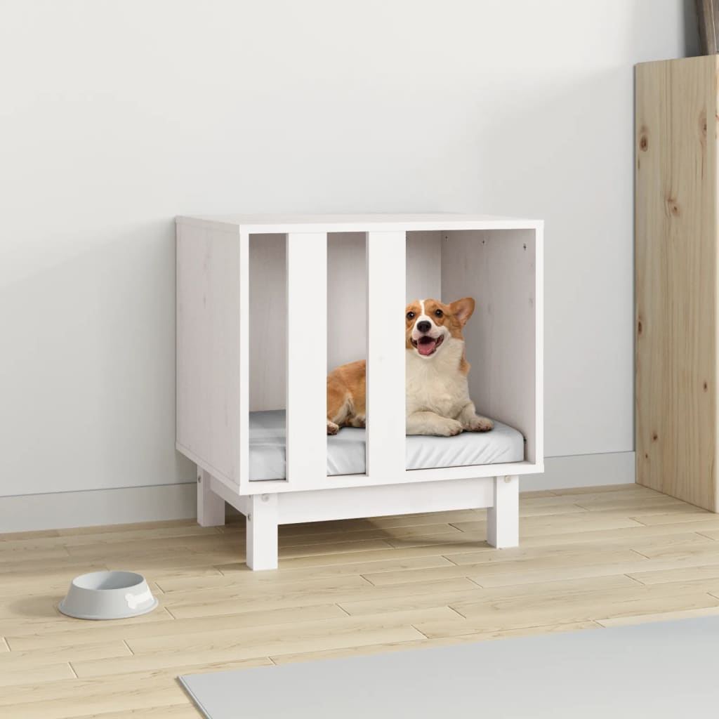 hundehus 50x40x52 cm massivt fyrretræ hvid
