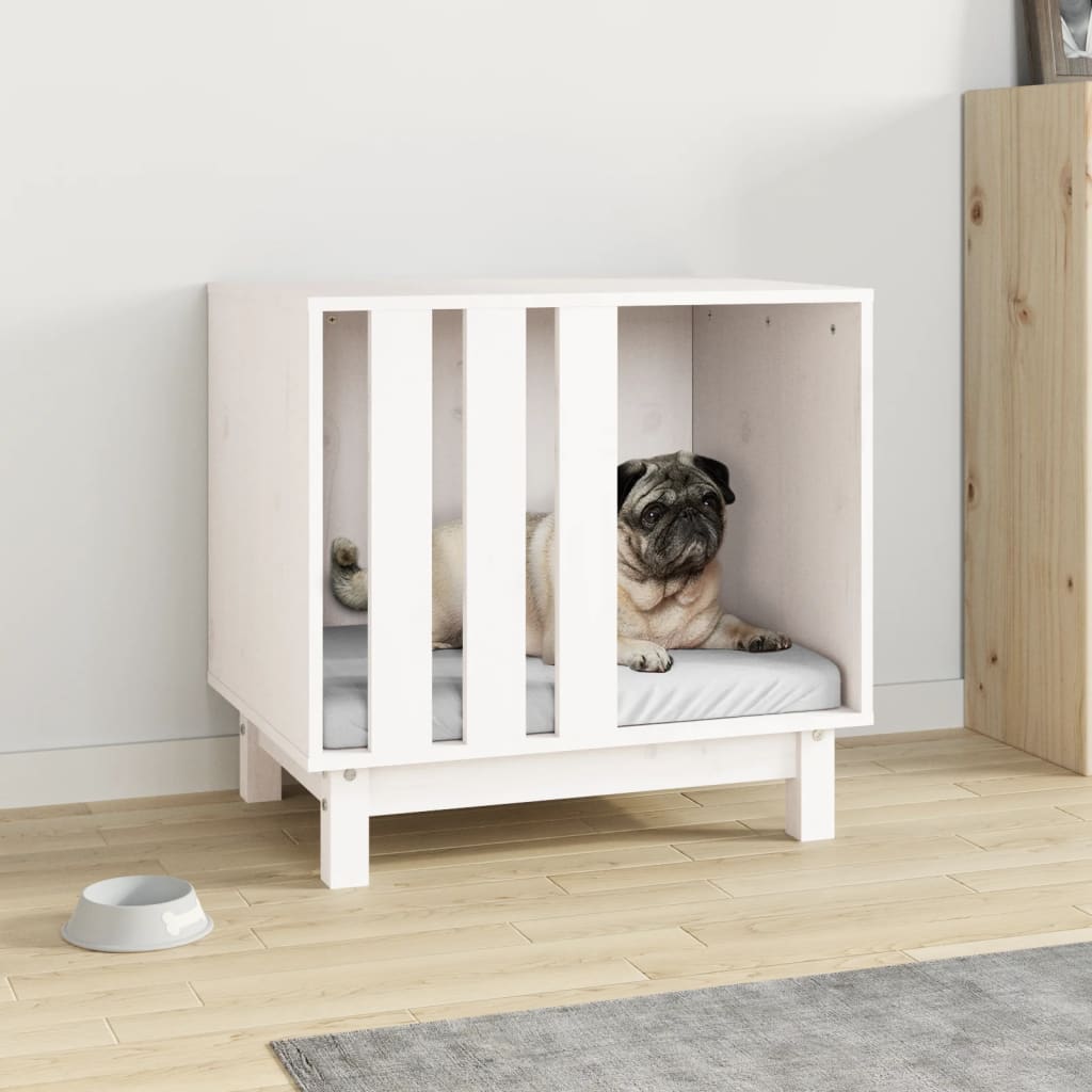 hundehus 60x45x57 cm massivt fyrretræ hvid
