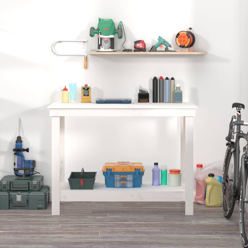 arbejdsbord 110x50x80 cm massivt fyrretræ hvid