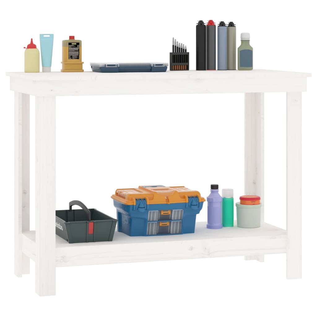 arbejdsbord 110x50x80 cm massivt fyrretræ hvid